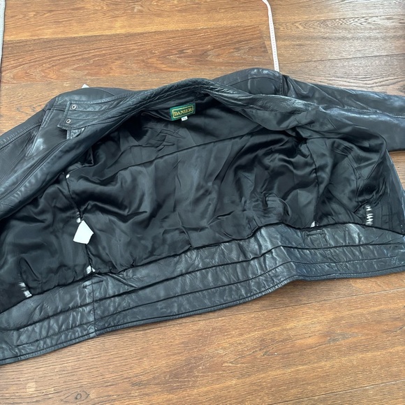 Vintage Danier Black Leather Bomber Moto Zip Up Jacket - Picture 10 of 16